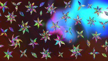 Düz Çiçek Elementleri Tasarımı. Renkli Bahar Teması eskiz kalıbı. Parlak arkaplan eskiz desenli çiçekli fantezi tasarımı.