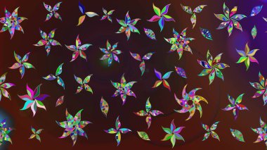 Kahverengi ve mor renkte manzaralı çiçek deseni. Sevgililer günü ve tebrik kartı konsepti için şık bir davetiye. Çiçek kompozisyonu, el boyası, hassas şablon. Üst görünüm, yumuşak biçim.