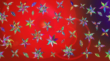 Raster illüstrasyonundaki çiçek desenli çizim. Kırmızı ve kahverengi renkte çiçekler.