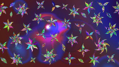 Mor ve mor renkli çiçekler. Raster illüstrasyonunda çiçek deseni çizimi.