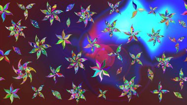 Raster çiçekleri klasik tarzda çizilmiş. Mor ve mor renkte bahar çiçekleri. Raster illüstrasyonu. Çiçekli yumuşak çizim deseni.