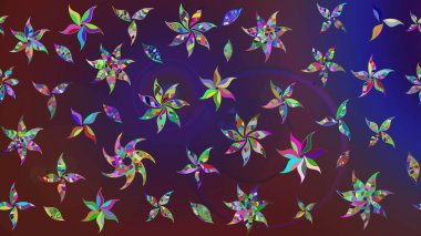 Raster illüstrasyonundaki çiçek desenli çizim. Güzel kumaş deseni. Menekşe ve mor renkler üzerinde. Raster illüstrasyonu.