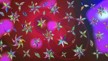 Kırmızı ve mor renkte çiçekler. Renkli Bahar Teması eskiz kalıbı. Çiçek desenli eskiz. Düz Çiçek Elementleri Tasarım Raster illüstrasyonu.