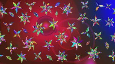 Kırmızı ve kahverengi renkte çiçekler. Düz Çiçek Elementleri Tasarımı. Sketch Colour Spring Theme eskiz kalıbı. Sevimli çiçek raster deseni.