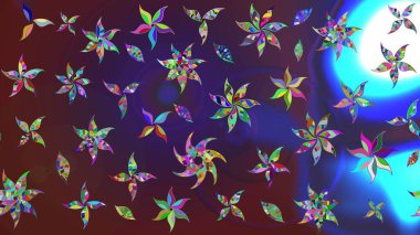 Mor ve mor renkli etnik çiçeklerle süslenmiş zarif bir eskiz. Raster Çiçek İllüstrasyonu güzel tekstil..