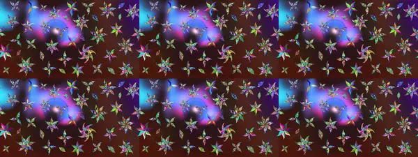 Raster illüstrasyonu. Kahverengi ve mor renkli Asya tekstili. Suluboya çiçekli çiçek deseni.