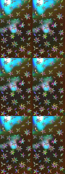 Raster illüstrasyonu. Kahverengi ve yeşil renklerde güzel bir tekstil. Suluboya çiçekli çiçek deseni.