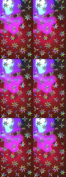 Hediye ambalaj kağıdı, tebrik kartları, posterler ve pankart tasarımı. Kırmızı ve mor renkte çiçekler. Raster düz çiçek çizim deseni.