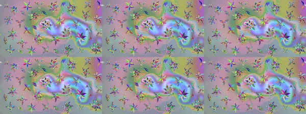 Raster illüstrasyonu. Küçük çiçekli şirin bir desen. Çiçek ve yapraklı çiçek deseni.