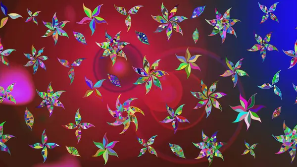 Raster çiçek desenli çiçek deseni, yapraklar, dekoratif elementler, sıçrama, lekeler, el çizimi kontur çizgileri ve Doodle çizim stili, grafik raster çizim çizimi.