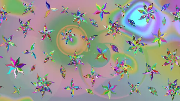 Moda baskıları için zarif bir şablon. Halk tarzı. Rengarenk çiçekleri ve yaprakları tarafsız ve yeşil renklerde olan harika bir çiçek deseni. Modern çiçek arkaplanı.