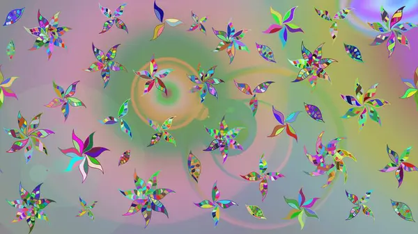 Tarafsız ve yeşil renklerde. Güzel kumaş deseni. Raster illüstrasyonundaki çiçek desenli çizim. Raster illüstrasyonu.