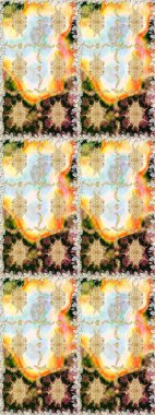 Çiçek deseni. Duvar kâğıdı barok, İspanyol kumaşı. Kusursuz raster arka plan. Kahverengi ve bej renklerde altın elementler. Şekil grafik deseni.