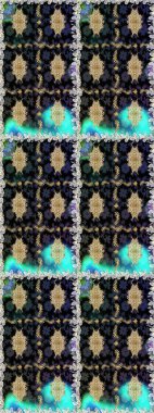 Çiçek deseni. Duvar kâğıdı barok, İspanyol kumaşı. Kusursuz raster arka plan. Kahverengi ve bej renklerde altın elementler. Şekil grafik deseni.