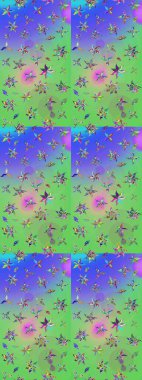 Düz Çiçek Elementleri Tasarımı. Renkli Yaz Temalı eskiz kalıbı. Sevimli çiçek raster deseni. Modaya uygun kumaş deseni.