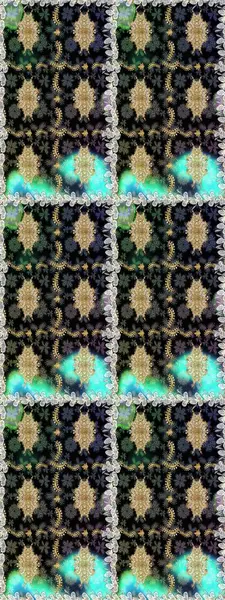 Çiçek deseni. Duvar kâğıdı barok, İspanyol kumaşı. Kusursuz raster arka plan. Kahverengi ve bej renklerde altın elementler. Şekil grafik deseni.