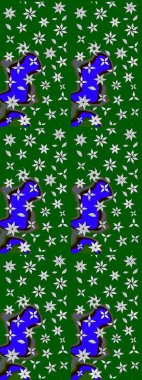 Raster illüstrasyonu. Yeşil ve nötr renklerde güzel bir tekstil. Suluboya çiçekli çiçek deseni.