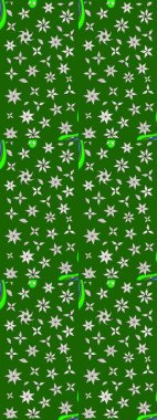 Raster illüstrasyonu. Klasik çiçek tasarımı elementleri. Yeşil ve nötr kıvırcık çiçekler yeşil ve nötr renklerde şekillenir.