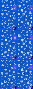 Mavi ve nötr renklerde Asya tekstil tarzında. Suluboya çiçekli çiçek deseni. Raster illüstrasyonu.