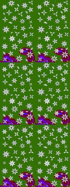 Çizgi çizimi kalıbı. Şirin çiçekler. Raster Moda kumaş deseni.