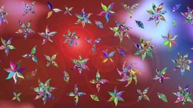 Kahverengi ve kırmızı renkte çiçekler. Tropik çiçek desenleri. Raster illüstrasyonu.