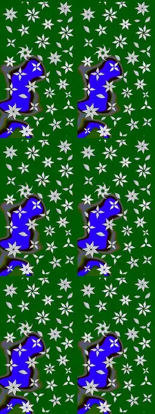 Raster illüstrasyonu. Yeşil ve nötr renklerde güzel bir tekstil. Suluboya çiçekli çiçek deseni.