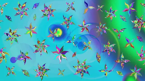 Renkli mavi ve yeşil çizim kalıpları. Elle çizilmiş sonbahar çiçeği deseni. Doodle tarzı. Tekstil ve kapak tasarımı için mükemmel. Mavi ve yeşil renkte çiçekler.