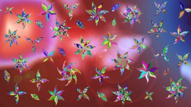 Raster illüstrasyonu. Kahverengi ve pembe renkli çiçekler. Çizim çiçek deseni duvar kağıdı için kullanılabilir.