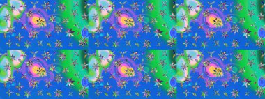 Mavi ve yeşil renkli çiçekler. Çiçekli karalama şeklinde Raster çiçek deseni. Nazikçe, güzel çiçek arkaplanı..