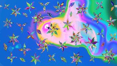 Renkli Bahar Teması eskiz kalıbı. Düz Çiçek Elementleri Tasarımı. Süslü kumaş deseni. Raster illüstrasyonunda çiçek deseni çizimi.