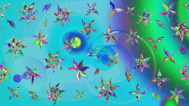 Renkli mavi ve yeşil çizim kalıpları. Elle çizilmiş sonbahar çiçeği deseni. Doodle tarzı. Tekstil ve kapak tasarımı için mükemmel. Mavi ve yeşil renkte çiçekler.