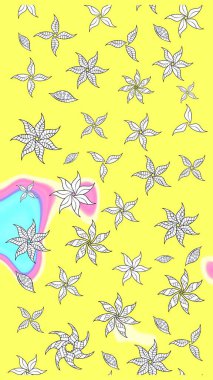 Küçük çaplı çiçeklerdeki basit şirin desenler. Tekstil veya kitap kapakları, imalat, duvar kağıtları, baskı, hediye paketi ve yapıştırma kitabı için çiçek eskizi geçmişi. Raster illüstrasyonu.