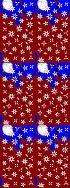 Raster illüstrasyonu. Kırmızı ve mavi renklerde. Çiçekli güzel suluboya desen.