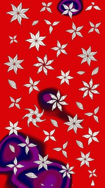 Raster illüstrasyonu. Eskiz arkaplan modeli. Kırmızı ve nötr renklerde yaprakları olan yabani çiçekler. Suluboya, elle çizilmiş.