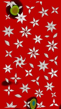 Süslü kumaş deseni. Raster illüstrasyonundaki çiçek desenli çizim. Düz Çiçek Elementleri Tasarımı. Renkli Bahar Teması çizim şablonu.