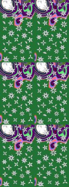 Çiçek desenli eskiz. Yeşil ve nötr renklerde çiçekler. Renkli Bahar Teması eskiz kalıbı. Düz Çiçek Elementleri Tasarım Raster illüstrasyonu.