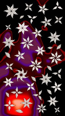 Çiçekli, yapraklı, çiçek desenli eskiz. El çizimi. Raster illüstrasyonu.