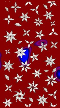 Kırmızı ve nötr el çizimi. Raster deseni. Karalama çiçekleri çizim kalıbı. Sanat esinlenilmiş ve nötr stil çiçekler ve arkaplan bırakıyor.