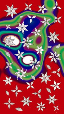 Çiçekler suluboya eskiz deseni. Raster Stili kumaş deseni.