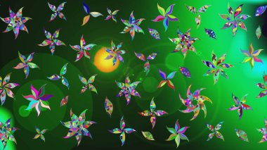 Güzel kumaş deseni. Raster illüstrasyonundaki çiçek desenli çizim. Renkli Bahar Teması eskiz kalıbı. Düz Çiçek Elementleri Tasarımı.