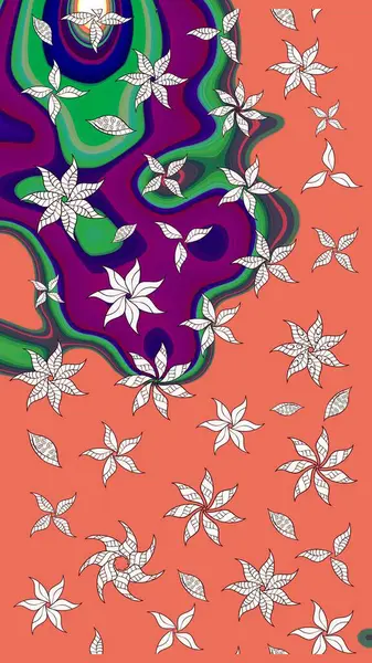 Suluboya çizim kalıbı. Çiçek izi. Çiçekler turuncu ve nötr renklerde suluboya tarzında.