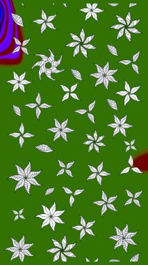 Çocuk stili. Çiçekli eskiz arkaplanı. Renkli Bahar Teması eskiz kalıbı. Düz Çiçek Elementleri Tasarımı.