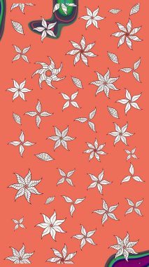 Çiçekli karalama şeklinde Raster çiçek deseni. Yumuşak, yaz çiçekli arka plan. Turuncu ve nötr renkte çiçekler.