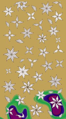 Çiçekli karalama şeklinde Raster çiçek deseni. Yumuşak, bahar çiçekli arka plan. Sarı ve nötr renkte çiçekler.