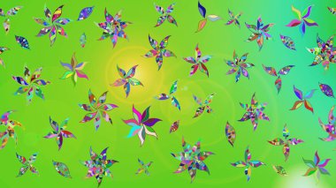 -yeşil ve sarı çiçekler. Doğa. Raster deseni. Çiçek kompozisyonu. Çiçek kolajı. Küçük çiçekte güzel bir desen var. Çiçek arka planı.