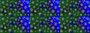 Yumuşak, bahar çiçekleri yeşil ve mavi renklerde. Çiçekli karalama şeklinde Raster çiçek deseni. Raster illüstrasyonu.