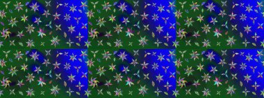 Çiçekli çizim şekli. Renkli Bahar Teması eskiz kalıbı. Mavi ve yeşil renkli çiçekler. Düz Çiçek Elementleri Tasarımı.