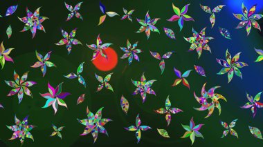 Mavi ve gri renkte çiçekler. Kumaş desenli papatya çiçekleri ayrıntıları.