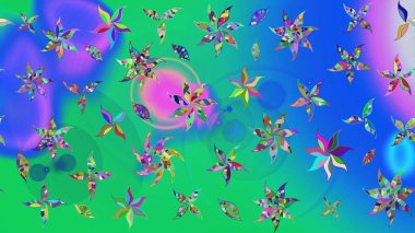 Çiçek ve yapraklı çiçek deseni. Raster illüstrasyonu. Küçük çiçekli şirin desen.