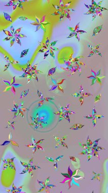 Tarafsız ve gri, tarafsız ve gri. Çiçekli ipek eşarp. Retro tekstil tasarım koleksiyonu. 1950-1960 motifleri. El çizimi çiçek elementleri ile soyut çizim raster deseni.